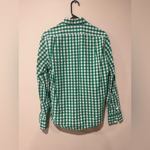 J.Crew Slim Fit Green & White Gingham Button-Down Shirt - size medium - Picture 3 of 8